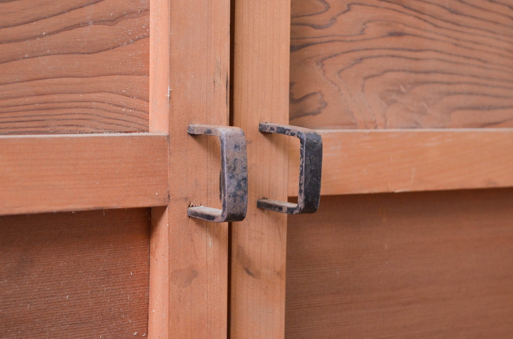 アンティーク建具　凝ったデザインが目を惹かれる!数奇屋の門扉1対2枚セット(板戸、ドア)(R-081575)