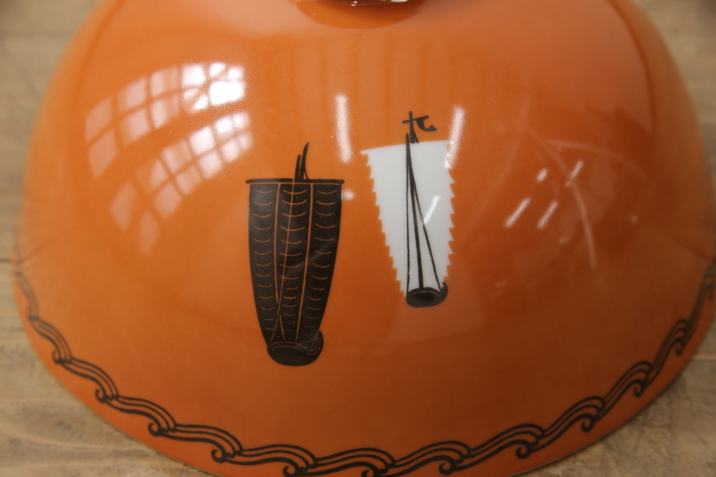 アンティーク照明　オールドノリタケ(則武、日本陶器、Noritake)　帆船図柄　ノスタルジックな雰囲気を醸し出すペンダントライト(電笠、吊り下げ照明、天井照明)(R-057960)