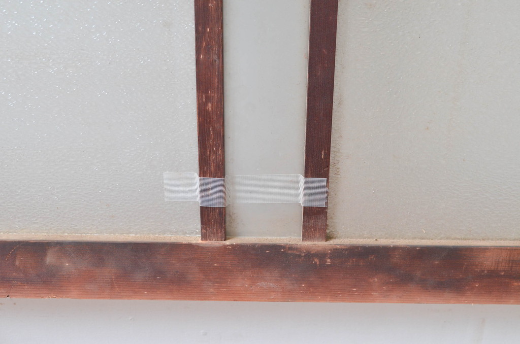 アンティーク建具　どこか懐かしい雰囲気を醸し出す明り取り2枚セット(明かり取り、ガラス欄間)(R-081718)