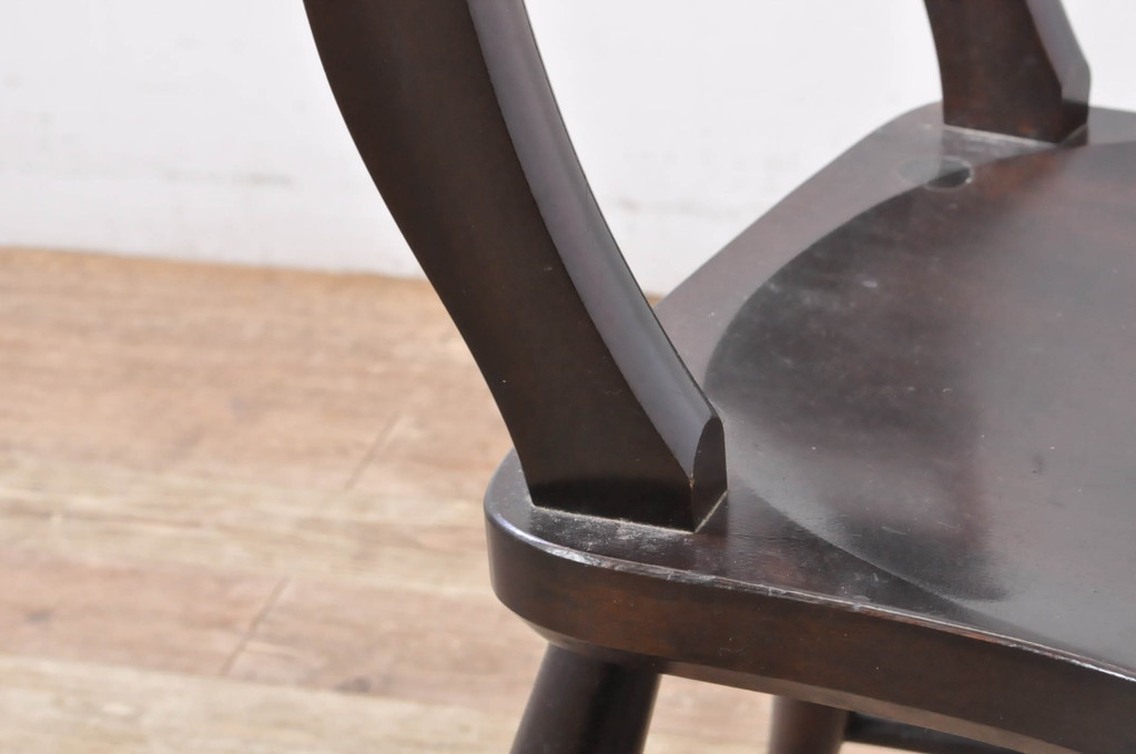 中古　松本民芸家具　#49型A　背もたれの美しいデザインが印象的なワイコムチェア(ダイニングチェア、椅子、イス、板座チェア)(R-066816)