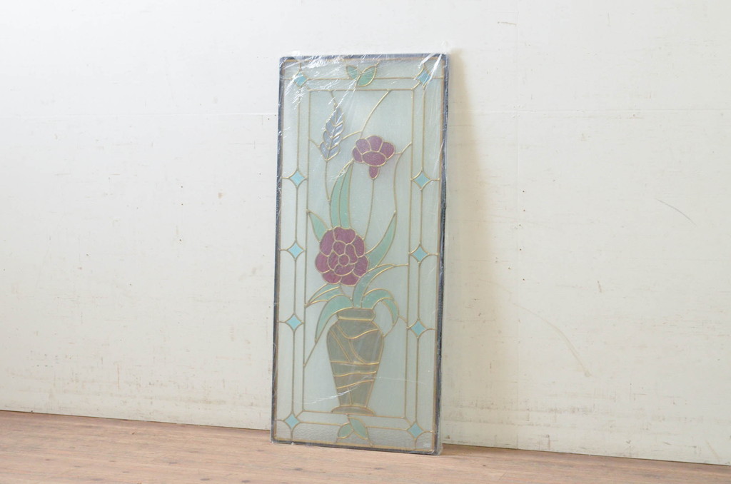 未使用品　生花(いけばな)　デットストック品のステンドグラス(建具、ドア、窓、照明、衝い立て、衝立、つい立て)(定価約12万円)(R-074410)