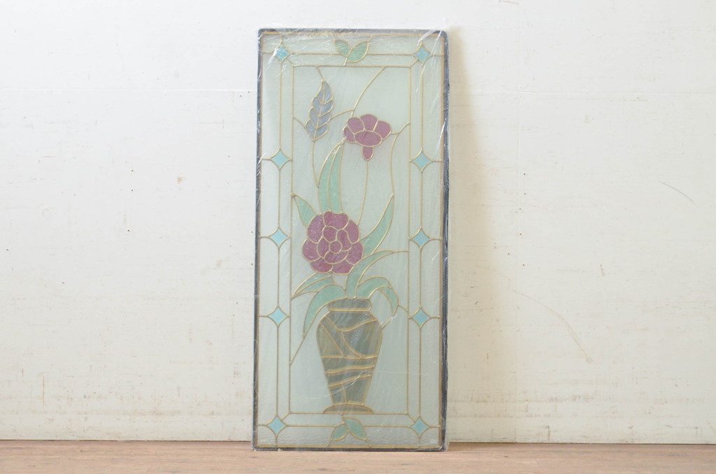 未使用品　生花(いけばな)　デットストック品のステンドグラス(建具、ドア、窓、照明、衝い立て、衝立、つい立て)(定価約12万円)(R-074410)