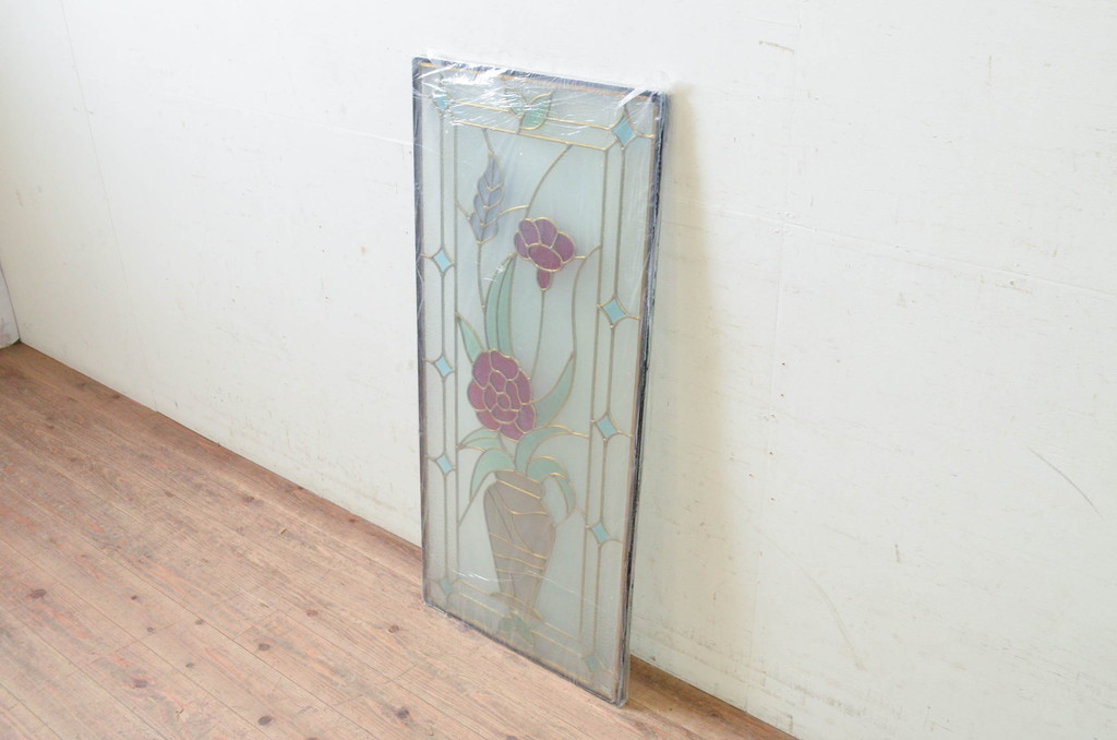未使用品　生花(いけばな)　デットストック品のステンドグラス(建具、ドア、窓、照明、衝い立て、衝立、つい立て)(定価約12万円)(R-074410)