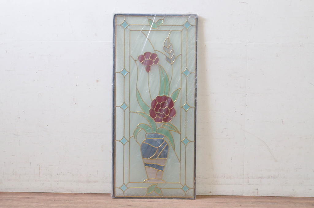未使用品　生花(いけばな)　デットストック品のステンドグラス(建具、ドア、窓、照明、衝い立て、衝立、つい立て)(定価約12万円)(R-074410)