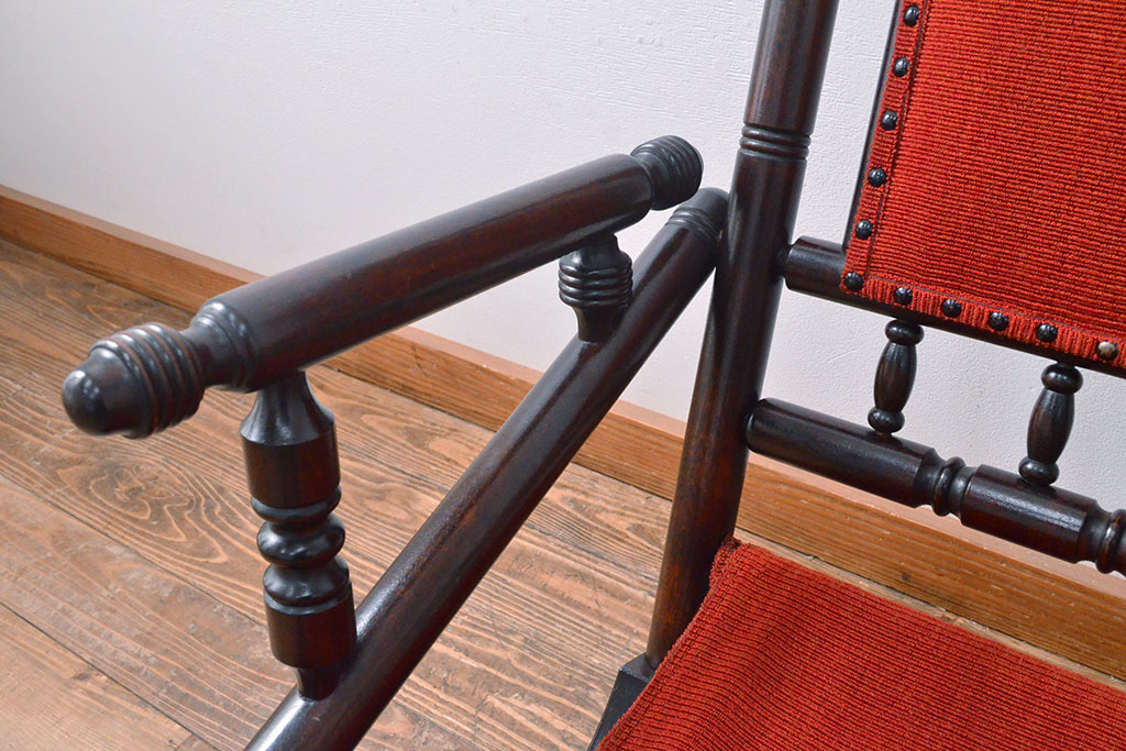 中古　松本民芸家具　D型　ロッキングチェア(アームチェア、揺り椅子)(R-049537)