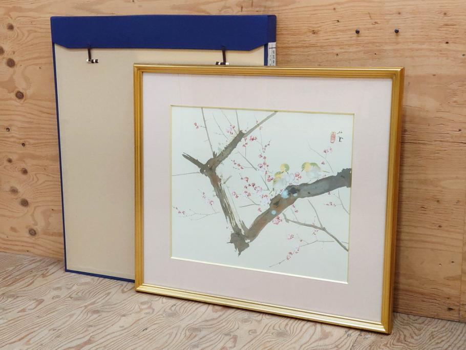 真作　竹内栖鳳　「梅園禽語」　限定200部　84/200　リトラグフ(版画、絵画、額装、箱付き)(R-075897)