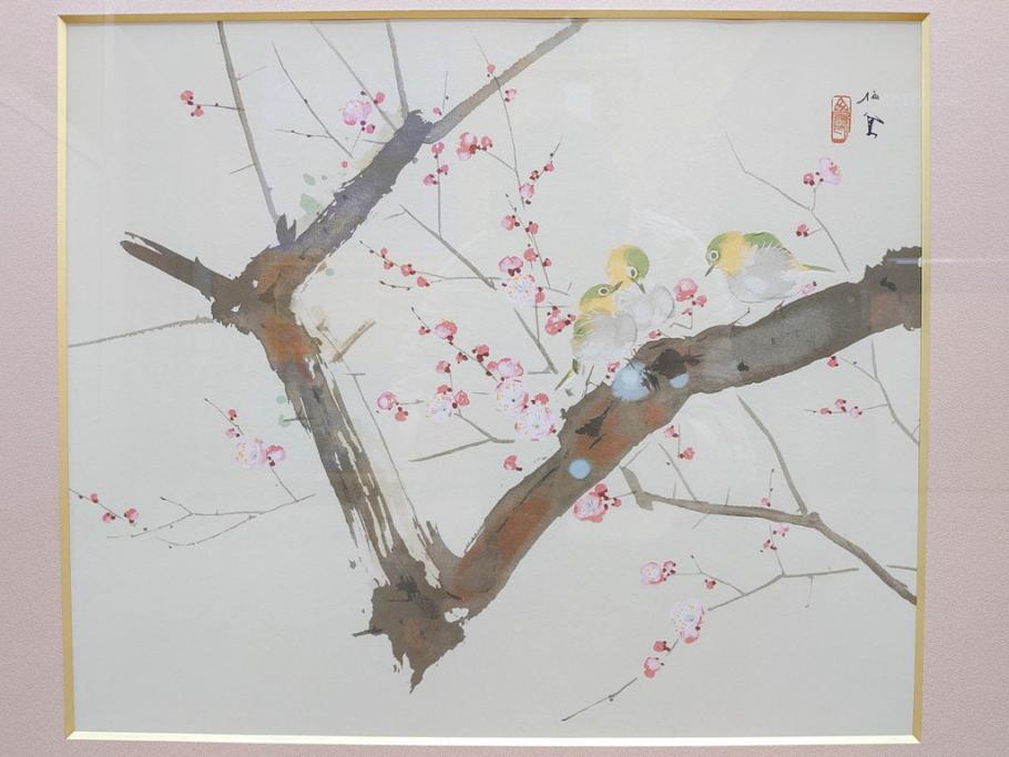 真作　竹内栖鳳　「梅園禽語」　限定200部　84/200　リトラグフ(版画、絵画、額装、箱付き)(R-075897)