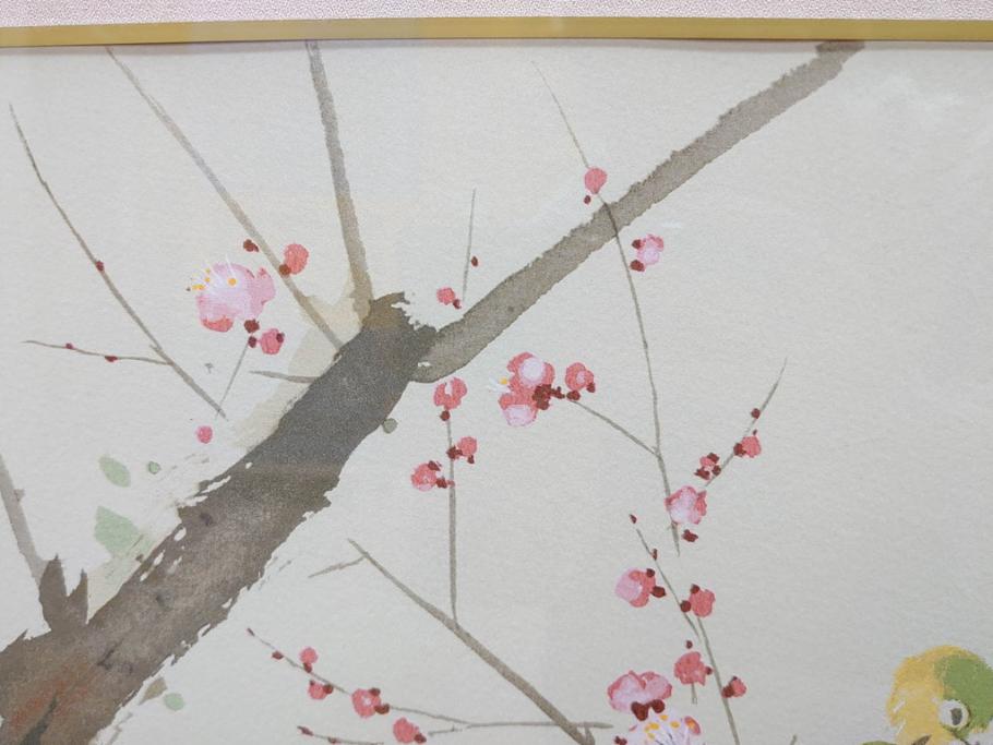真作　竹内栖鳳　「梅園禽語」　限定200部　84/200　リトラグフ(版画、絵画、額装、箱付き)(R-075897)