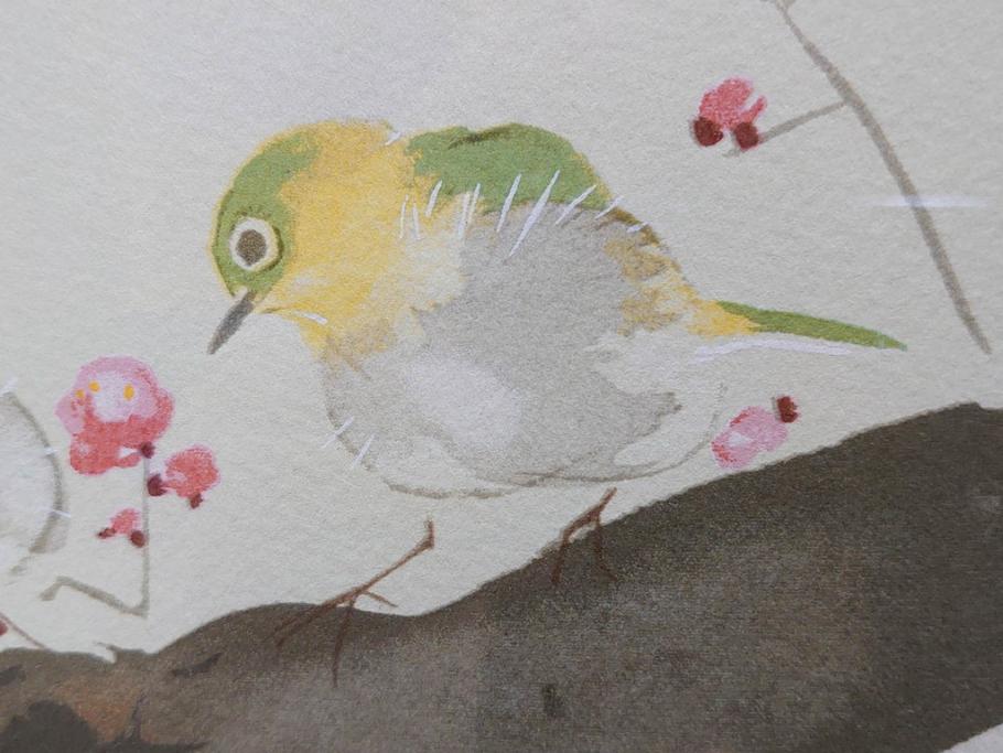真作　竹内栖鳳　「梅園禽語」　限定200部　84/200　リトラグフ(版画、絵画、額装、箱付き)(R-075897)