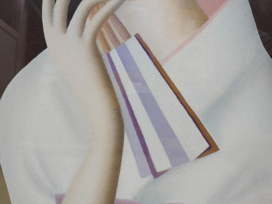 真作　東郷青児に師事した洋画家　久下塚青蘭(東郷青蘭)　F10(10号)　油彩画(東郷青児の内弟子、絵画、人物画、女性、油絵、額装)(R-075898)