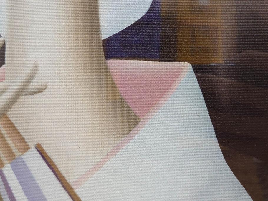 真作　東郷青児に師事した洋画家　久下塚青蘭(東郷青蘭)　F10(10号)　油彩画(東郷青児の内弟子、絵画、人物画、女性、油絵、額装)(R-075898)