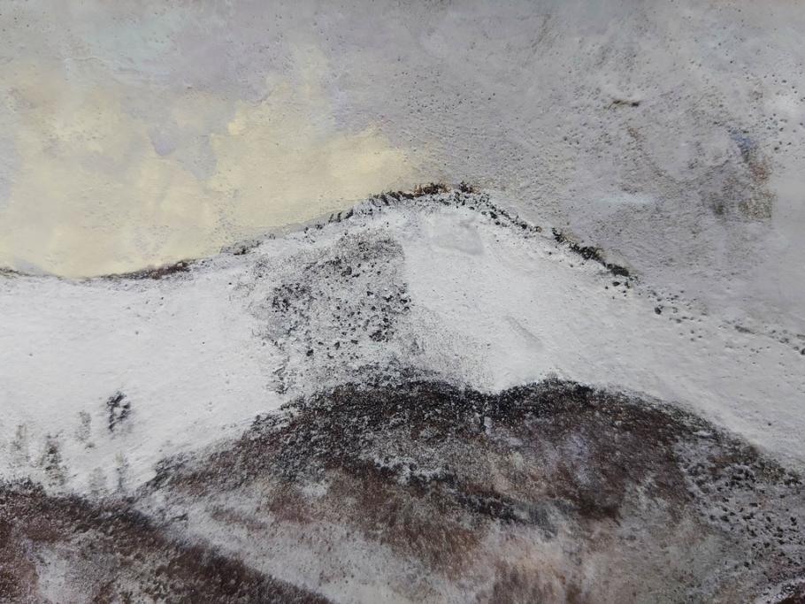 真作　松本栄　「雪の最上川」　日本画(絵画、風景、額装、共シール、箱付き)(R-075899)
