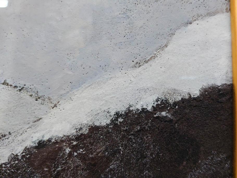 真作　松本栄　「雪の最上川」　日本画(絵画、風景、額装、共シール、箱付き)(R-075899)