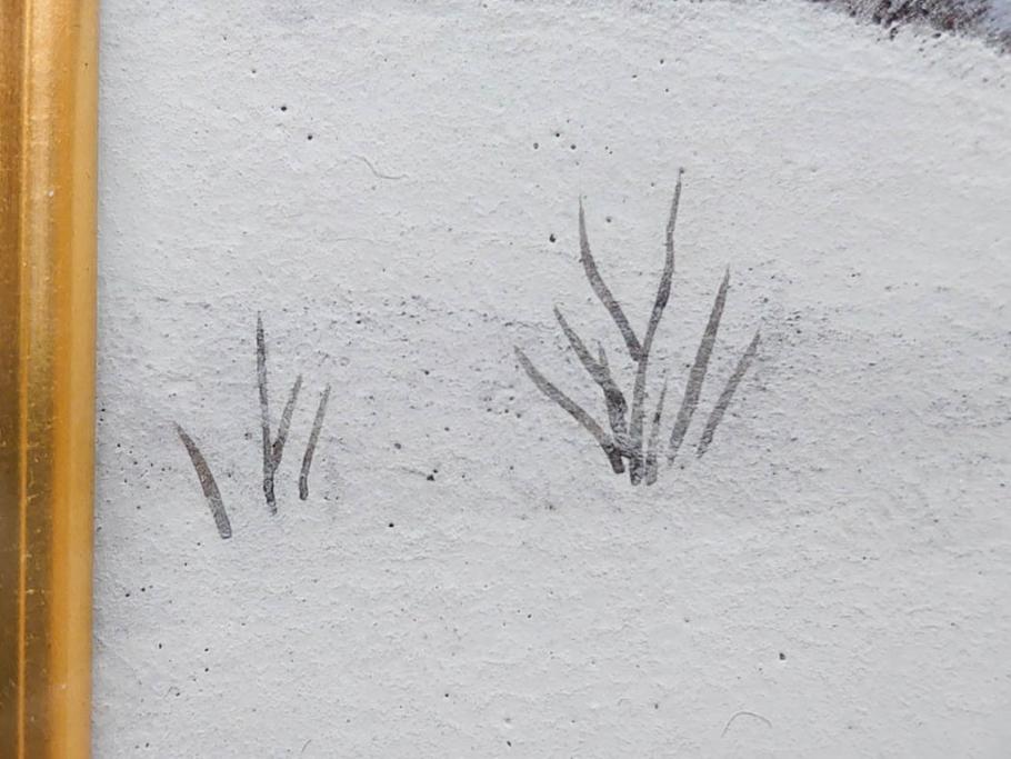 真作　松本栄　「雪の最上川」　日本画(絵画、風景、額装、共シール、箱付き)(R-075899)