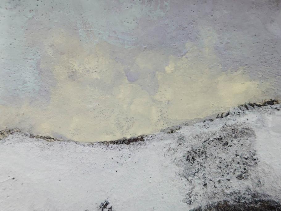 真作　松本栄　「雪の最上川」　日本画(絵画、風景、額装、共シール、箱付き)(R-075899)