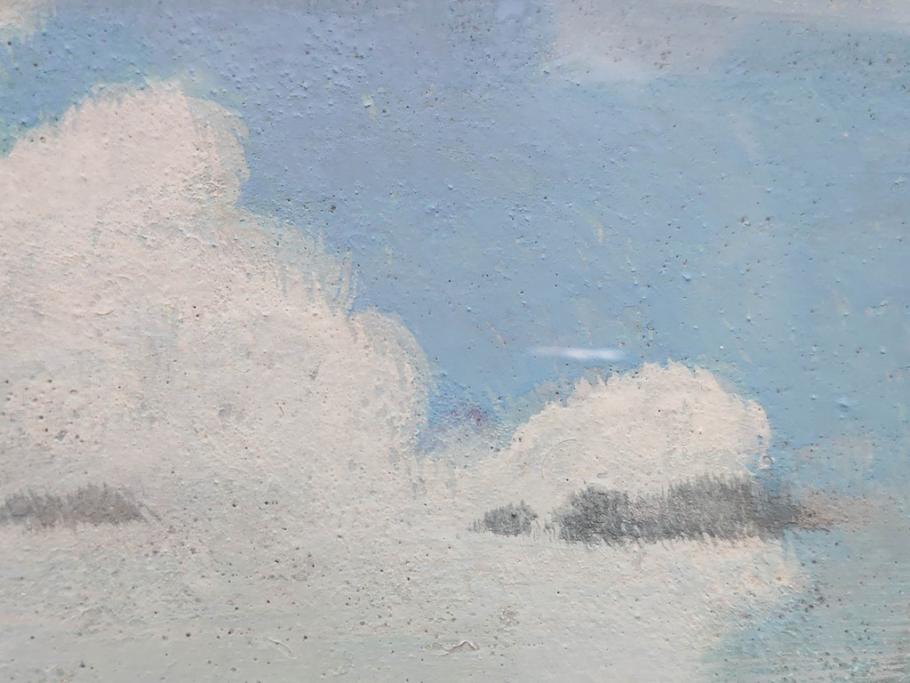 真作　松本栄　「珊瑚礁の海」　日本画(絵画、風景、額装、共シール、箱付き)(R-075900)