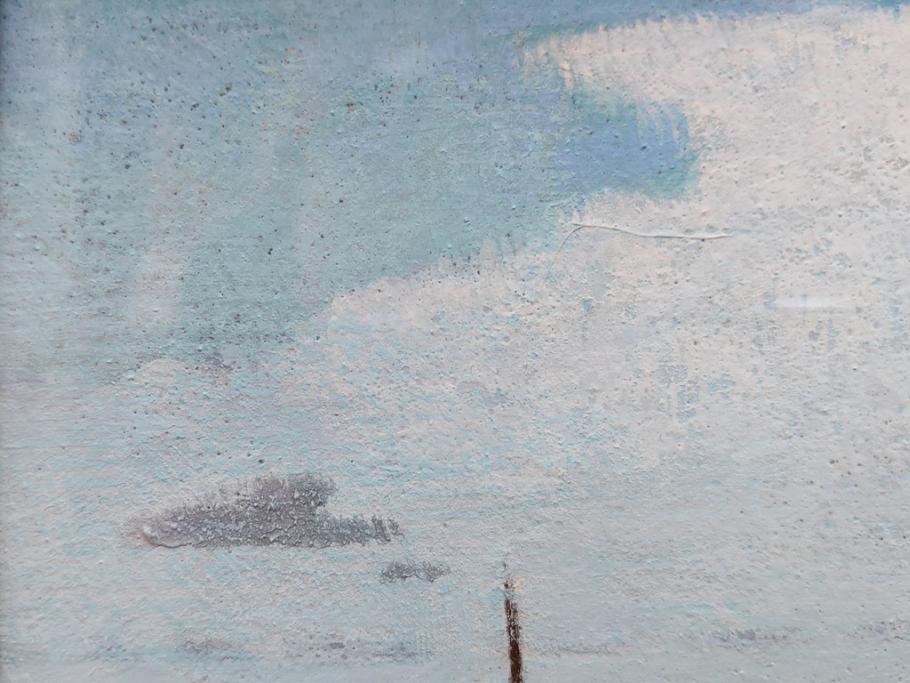 真作　松本栄　「珊瑚礁の海」　日本画(絵画、風景、額装、共シール、箱付き)(R-075900)