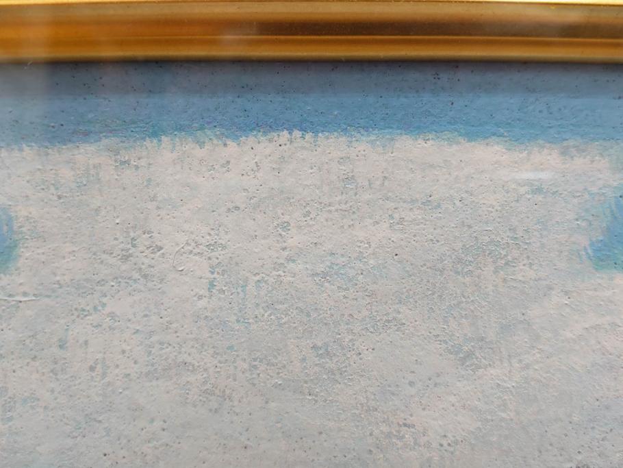 真作　松本栄　「珊瑚礁の海」　日本画(絵画、風景、額装、共シール、箱付き)(R-075900)