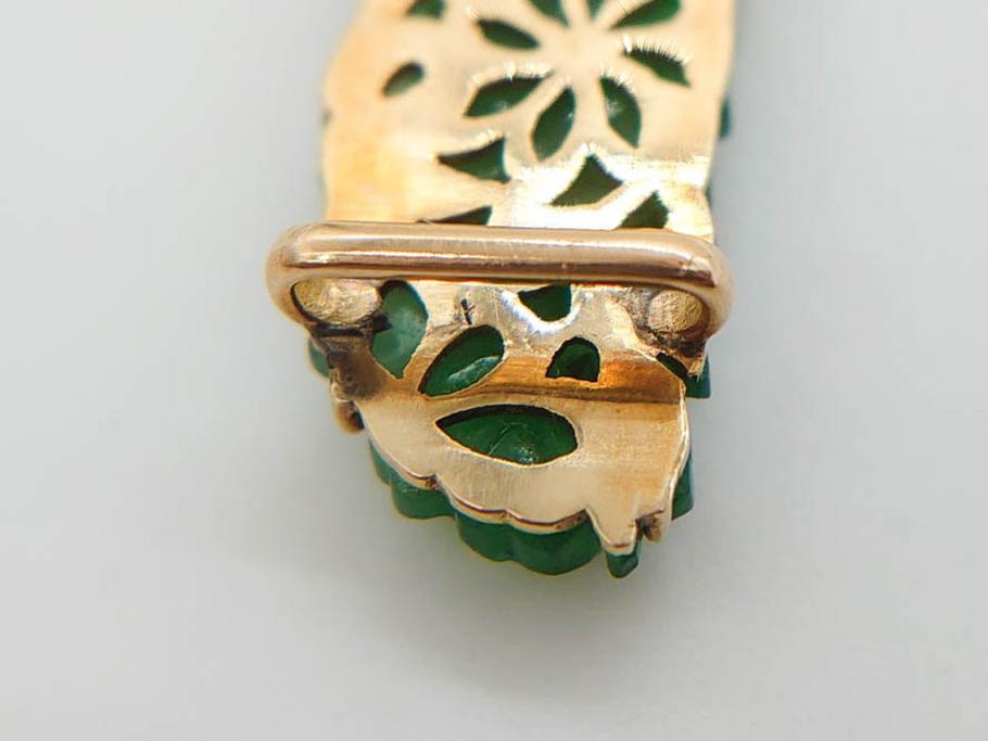 K18 翡翠の花デザイン 帯留め 18金 18K ジェダイト ゴールド