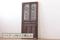 アンティーク建具　美品　ヒノキ材　漆の艶が美しい富山県産の蔵戸(玄関戸、引き戸、建具)(R-049627)