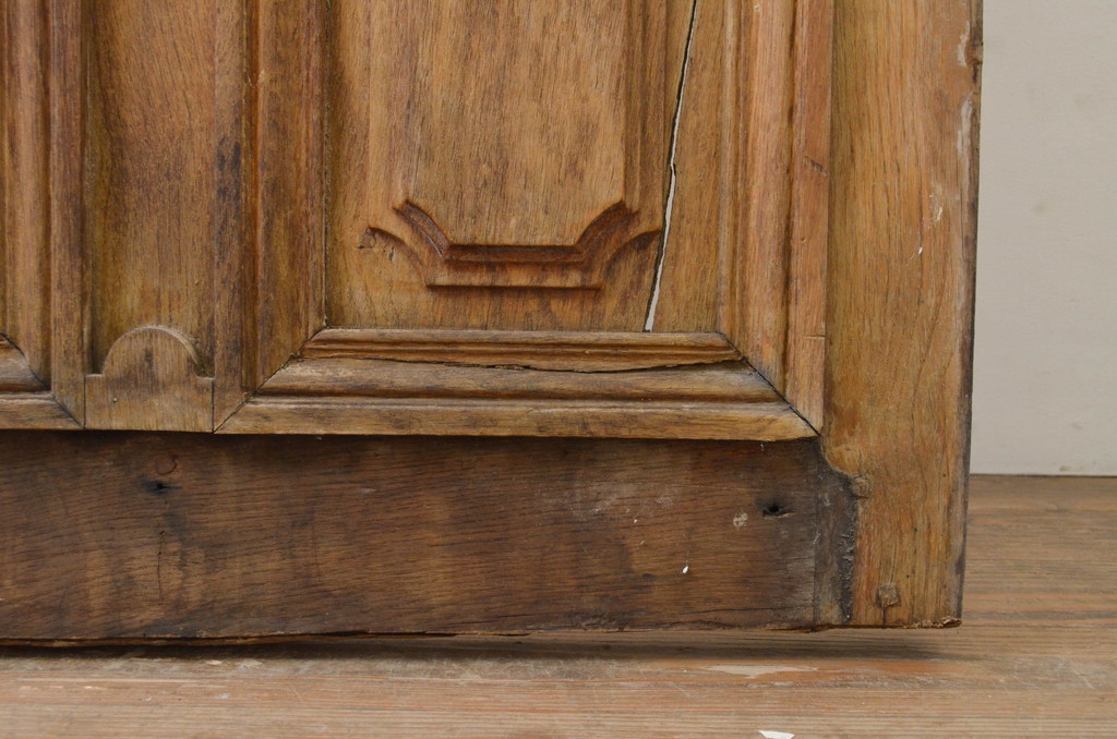 海外アンティーク　オーク材　特大!!小洒落たデザインのアイアンフェンス入りの背の高いドア1枚(建具、木製扉)(R-068244)