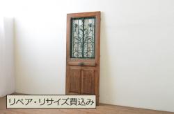 海外アンティーク　オーク材　特大!!繊細なデザインのアイアンフェンス入り　背の高いドア1枚(建具、木製扉)(R-068250)