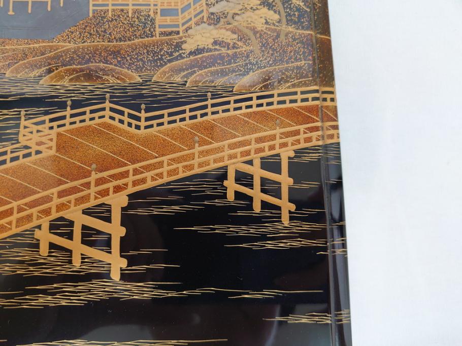 平安象彦 銀縁 木製 蒔絵 純銀水滴 若田石硯(硯箱、共箱付き)(R