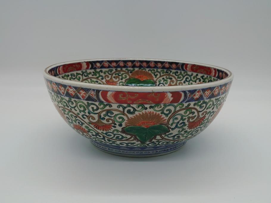 江戸後期 伊万里 二重高台 金彩 色絵 染付 8.3寸皿 約25cm 伝統