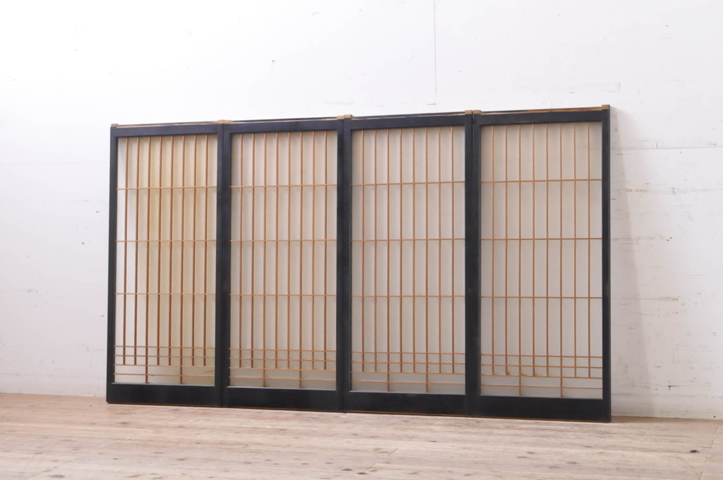 アンティーク建具　和モダンなお部屋作りにおすすめなガラス書院戸4枚セット(引き戸、ガラス戸、窓)(R-067202)