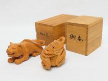 寿康斎　虎　竜　根付2点(トラ、龍、提げ物、共箱付き)(R-062774)