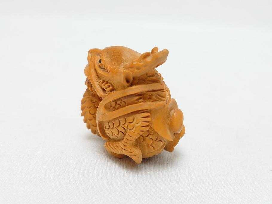 寿康斎　虎　竜　根付2点(トラ、龍、提げ物、共箱付き)(R-062774)
