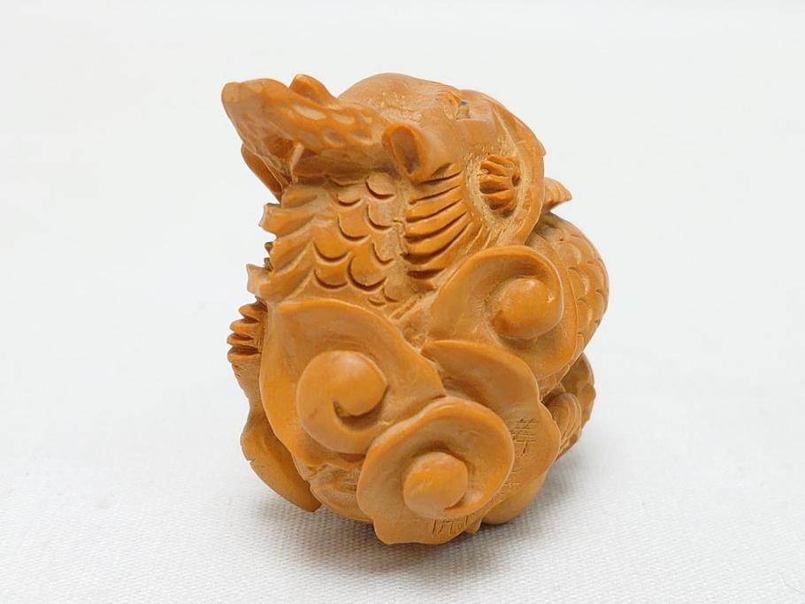 寿康斎　虎　竜　根付2点(トラ、龍、提げ物、共箱付き)(R-062774)