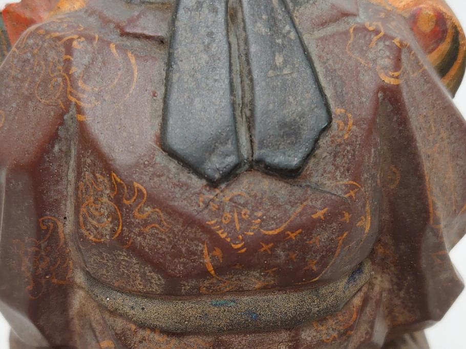 彫刻家　加納鉄哉　木彫り　彩色　古式大黒天像(置物、置き物、仏像、共箱付き)(R-062784)