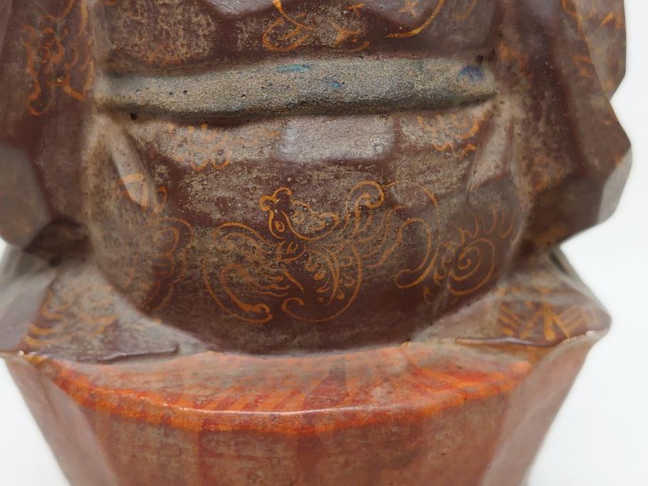 彫刻家　加納鉄哉　木彫り　彩色　古式大黒天像(置物、置き物、仏像、共箱付き)(R-062784)