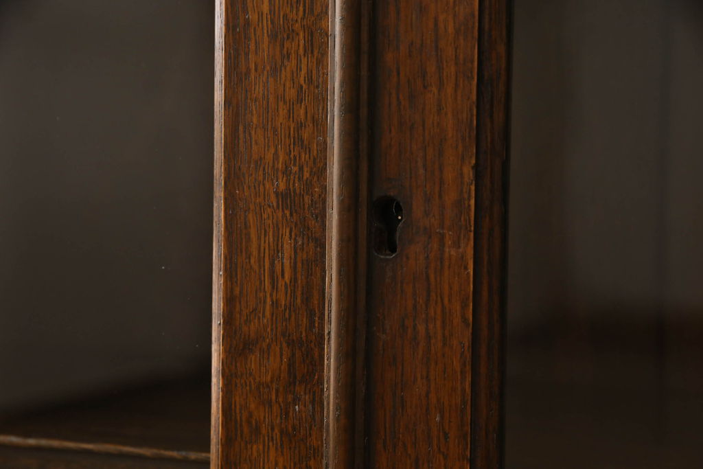 イギリスアンティーク　オーク材　サイズがいいね!　上品な佇まいが魅力的なブックケース(本箱、収納棚、戸棚、キャビネット)(R-061147)