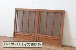 アンティーク建具　昭和初期　シンプルな木製フレームの障子戸3枚セット(ガラス帯戸、建具、引き戸)(R-036790)