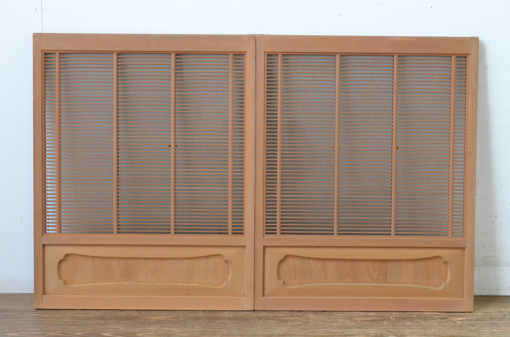 アンティーク建具　古いお屋敷で使われていた神棚引き戸2枚セット(ガラス戸、窓)(R-065307)