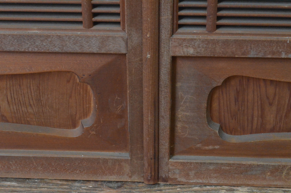 アンティーク建具　古いお屋敷で使われていた神棚引き戸4枚セット(ガラス戸、窓)(R-065308)