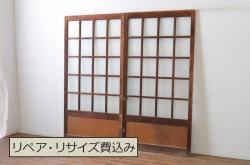 アンティーク建具　上品な和の趣を演出する障子帯戸4枚セット(引き戸、障子戸)(R-062964)