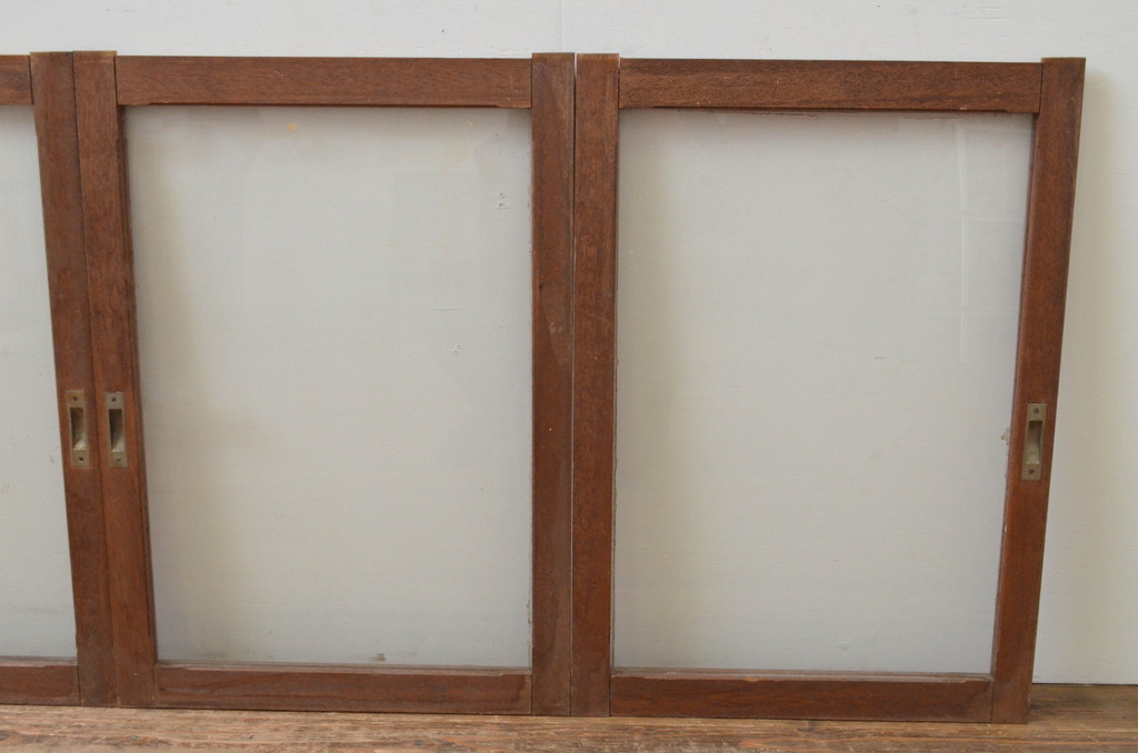 アンティーク建具　シンプルデザインの大判ガラス窓4枚セット(引き戸、ガラス戸)(R-067760)