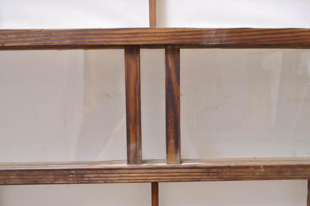 アンティーク建具　昔懐かしい佇まいが魅力のガラス入りの障子戸4枚セット(引き戸、ガラス帯戸)(R-069150)