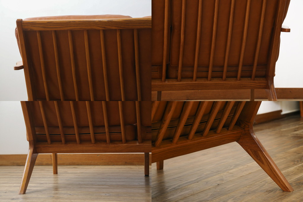 中古　美品　希少な廃番品　ACME Furniture(アクメファニチャー)　DELMAR(デルマー)　使い込まれた本革(レザー)がヴィンテージスタイルによく馴染む3人掛けソファ(三人掛けソファ、3P、トリプルソファ)(定価約30万円)(R-081448)