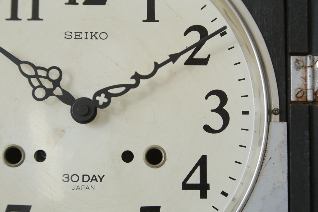和製アンティーク　精工舎(SEIKOSHA、セイコー)　30DAY　シンプルなカレンダー機能付き振り子時計(柱時計、古時計、掛け時計)(R-078916)