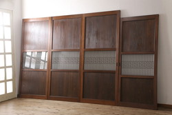 アンティーク建具　大正ロマン　ノスタルジックな雰囲気漂うガラス窓2枚セット(引き戸、ガラス戸)(R-067548)
