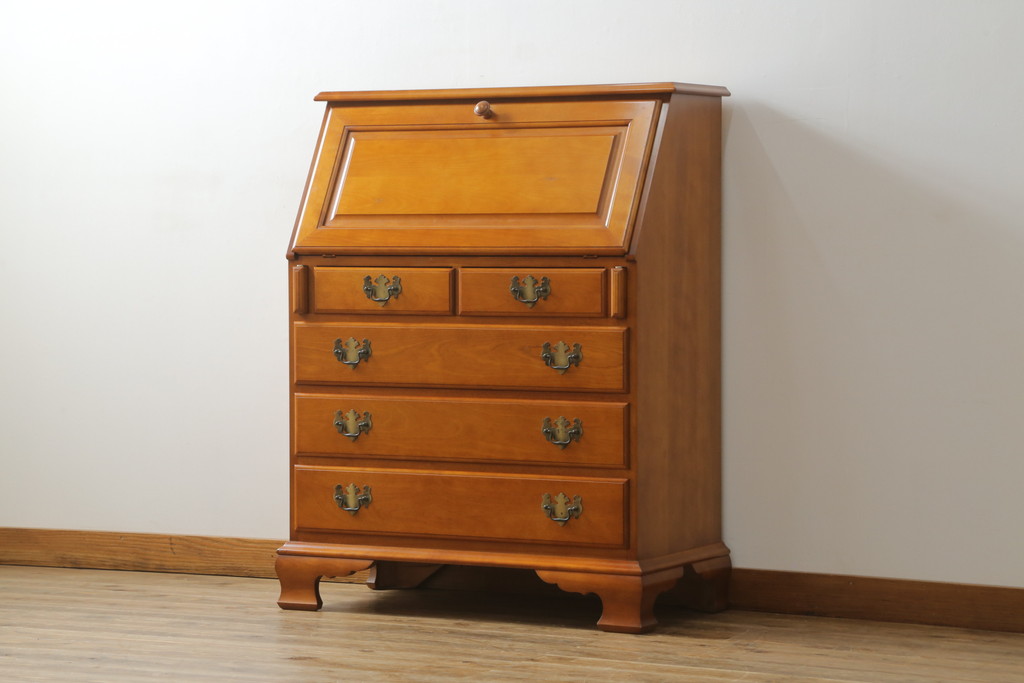 中古　美品　横浜クラシック家具　ダニエル(Daniel)　アーリーアメリカン　気品漂うライティングビューロー(ワークデスク、机、在宅ワーク、在宅用チェスト)(R-063219)