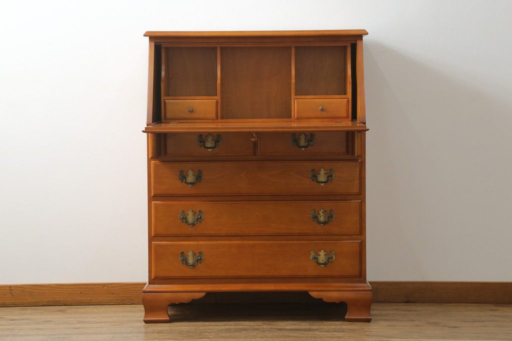 中古　美品　横浜クラシック家具　ダニエル(Daniel)　アーリーアメリカン　気品漂うライティングビューロー(ワークデスク、机、在宅ワーク、在宅用チェスト)(R-063219)