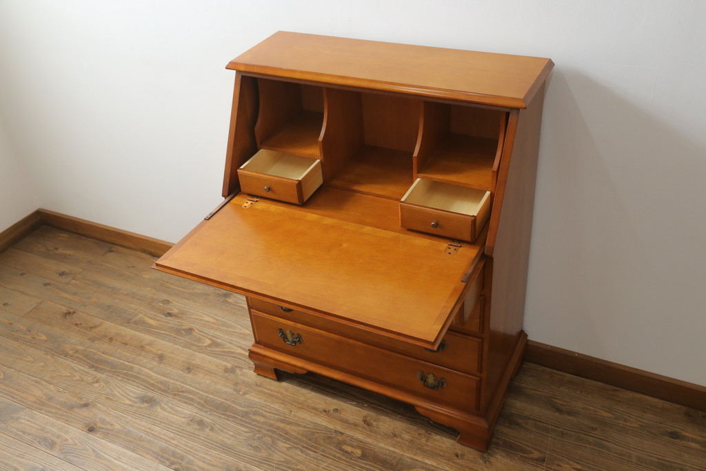 中古　美品　横浜クラシック家具　ダニエル(Daniel)　アーリーアメリカン　気品漂うライティングビューロー(ワークデスク、机、在宅ワーク、在宅用チェスト)(R-063219)