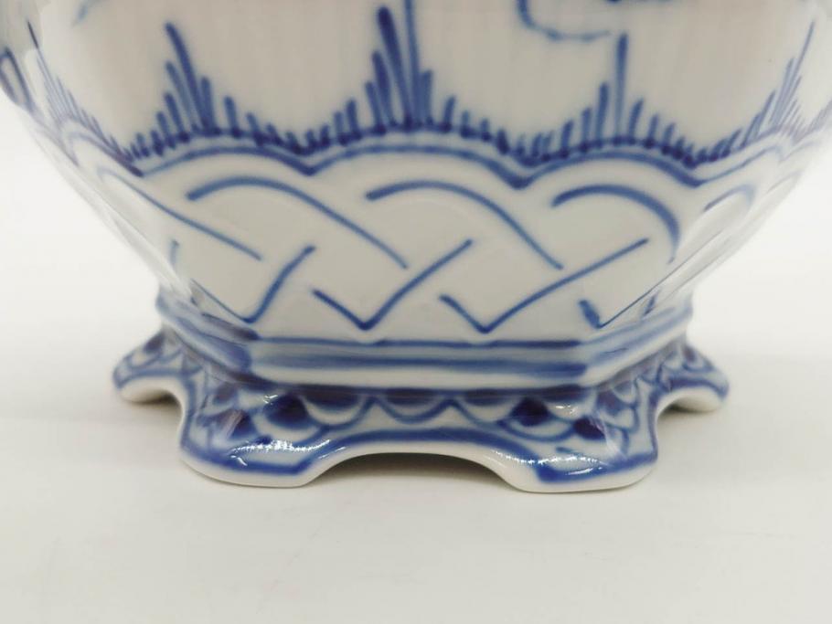 ビンテージ　希少　デンマーク　ROYAL COPENHAGEN(ロイヤルコペンハーゲン)　ブルーフルーテッド　フルレース　顔付き　1119　優雅なひとときを演出するティーポット(洋食器)(R-075912)
