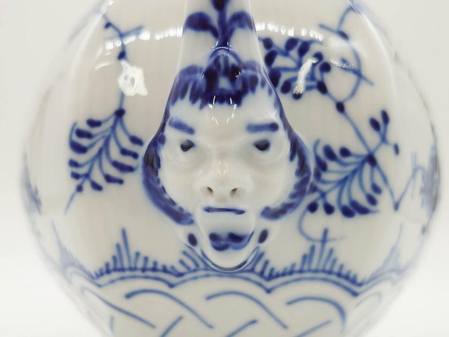 ビンテージ　希少　デンマーク　ROYAL COPENHAGEN(ロイヤルコペンハーゲン)　ブルーフルーテッド　フルレース　顔付き　1119　優雅なひとときを演出するティーポット(洋食器)(R-075912)