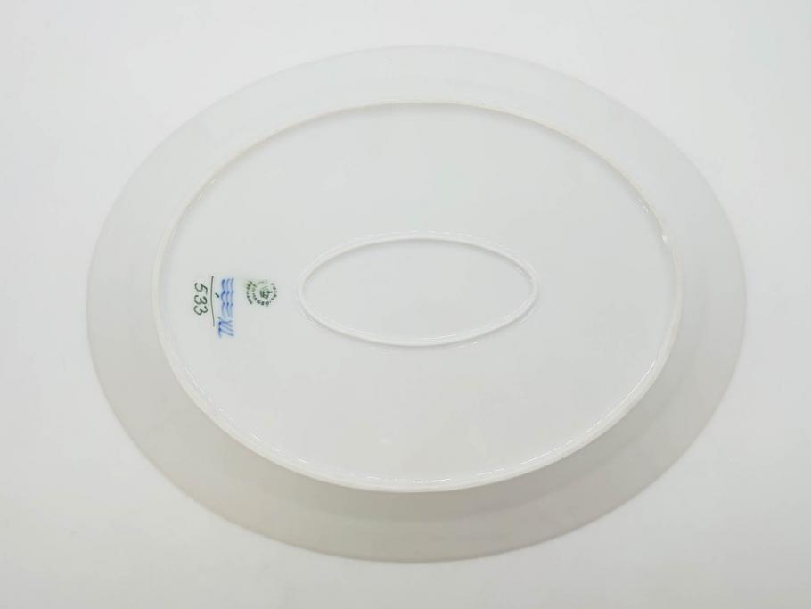デンマーク　ROYAL COPENHAGEN(ロイヤルコペンハーゲン)　ブルーフルーテッド　ハーフレース　食卓を華やかに演出するオーバルディッシュ(プレート、皿、洋食器)(定価約71500円)(R-075951)